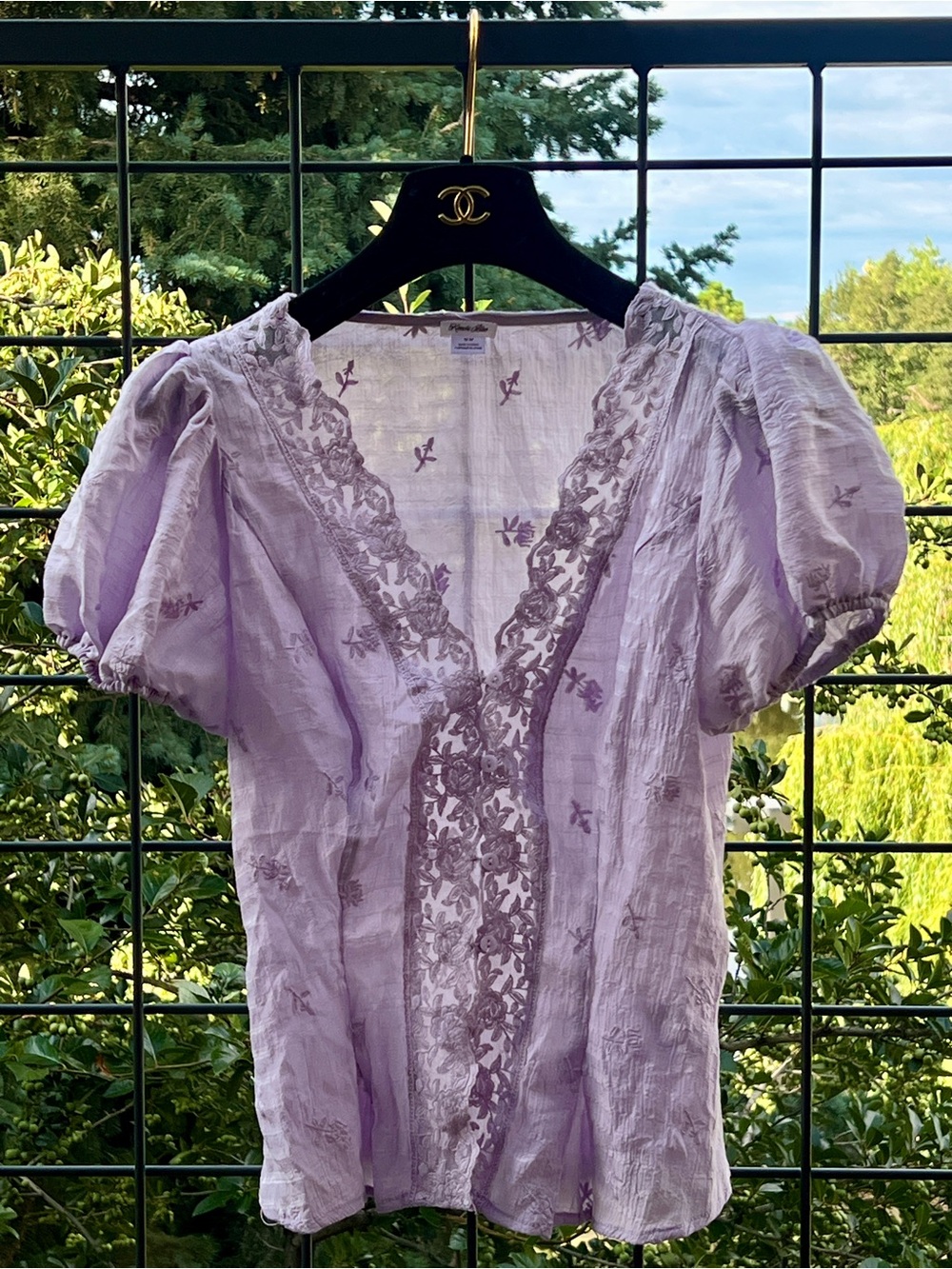 Kimchi Blue Aurelia Lace Trim Puff Sleeve Blouse - Picture 5 of 6